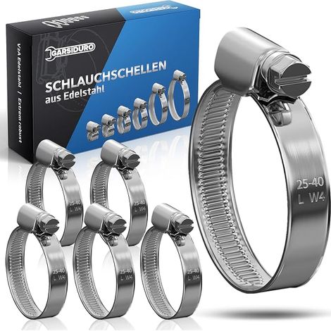 10 colliers de serrage metallique inox 25-40mm – colliers serrage en acier inoxydable V2A pour tuyau d'arrosage, bassin, arroseur pinces de tuyau 25-40 mm (1/5)