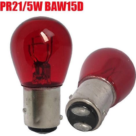 Ampoule automobile, lot de 2 unités, réf. BAW15D/BAW15S/PR21/5W, 12V, 21W, couleur rouge.-AquaForge (1/4)