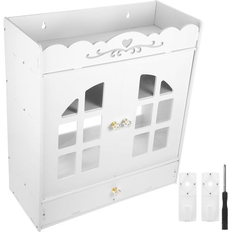 Armoire murale de salle bain, étagère rangement, double porte, matériau durable pour le fixation (1/5)
