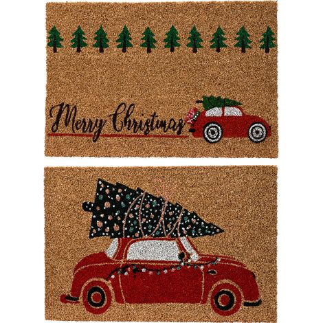 ZERBINO CON MACCHINA DI NATALE, 60X40X1.50 CM, MODELLO ASSORTITO, NATALE, DECORAZIONI NATALIZIE