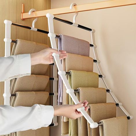 Lot de 2 cintres pour pantalons - Peu encombrants - Antidérapants - Pliables - Pour pantalons, jeans, jupes, écharpes, serviettes et cravates