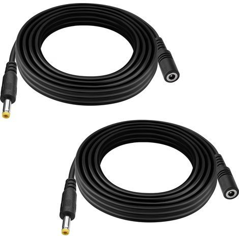 2 Pièces 2m 22 AWG 4.0x1.7 mm 24V 12V Rallonge Cordon D'Alimentation DC, Mâle à Femelle DC Plug Rallonge Cordon, pour Bandes Lumineuses LED, Routeurs, Noir (1/5)