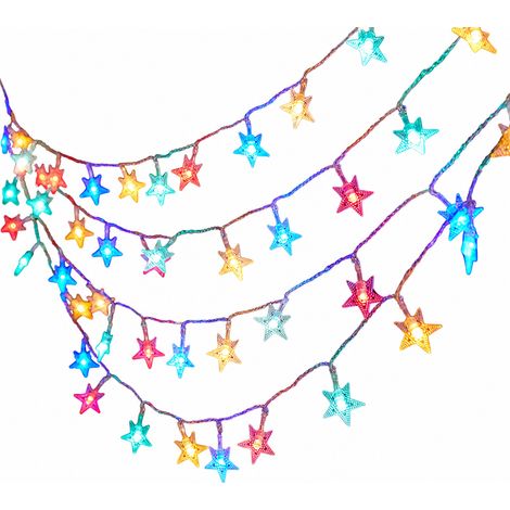Guirlande Lumineuse LED Étoiles Multicolores à Piles Clignotante, 80 LED, Décoration de Noël et Fête (1/5)