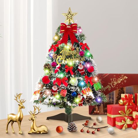 60cm Mini Sapin de Noël Artificiel, Mini Arbre De Noël De Table, Arbre de Petit avec Ornements Décoration de Noël pour Table fête (1/5)