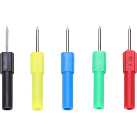 2 Lots de 10 Pointes de Test pour Multimètre J.20013 Prise Banane 4mm 5 Couleurs Rouge Noir Jaune Bleu Vert Outil de Diagnostic Auto (1/5)