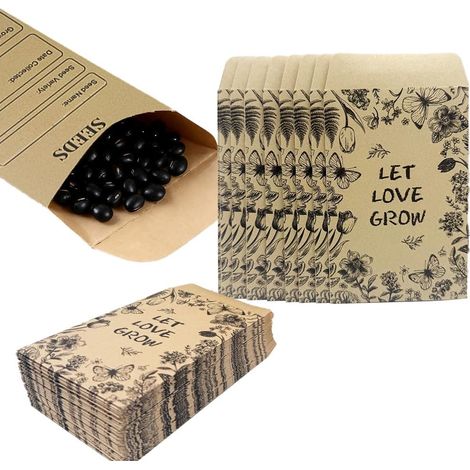 Sachets de graines, 100 petits sachets en papier kraft brun (8 x 12 cm), pour le stockage des graines, à remplir, à utiliser comme emballage, enveloppe, sachet cadeau ou pour confiserie.