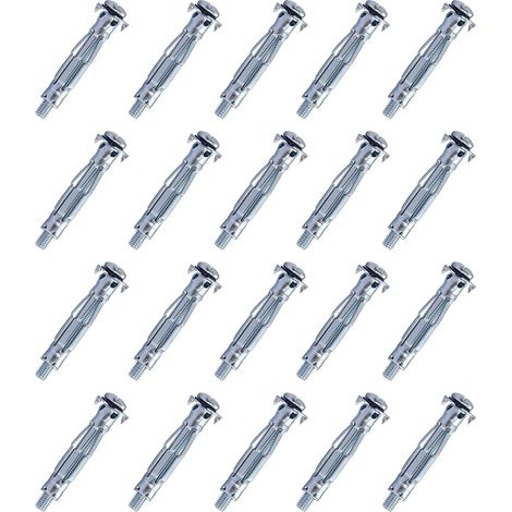 Lot de 20 chevilles à expansion M8 x 65 - Chevilles en métal galvanisé pour mur creux - Pour la décoration de la maison et la fixation de plaques de plâtre (1/5)