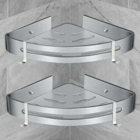Corner Shower Shelf, No Drilling Bathroom Shelf, Adhesive Wall Mounted Shower Shelf (Set of 2) (1/4)