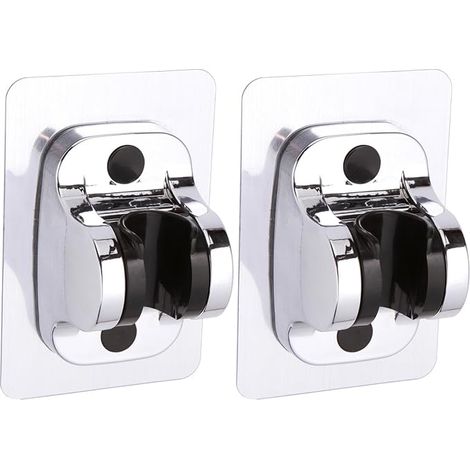 2 Supports De Pomme De Douche, Colle Forte, Montage sans Perforation, Angle Réglable, Adapté À La Fixation Murale des Douches À Main (Argent). (1/5)