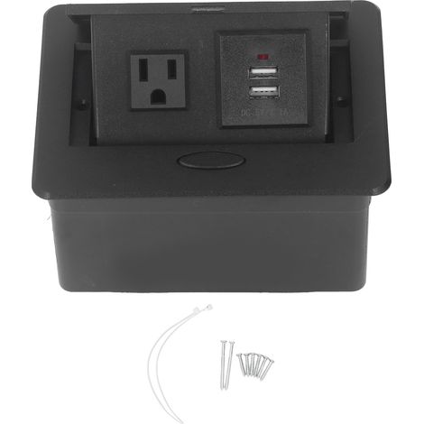 Prise de bureau encastrée 3 trous prises américaines double port USB multiprise AC110V 16A (1/5)