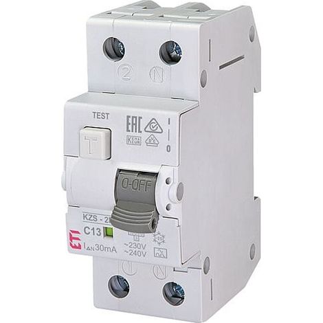 Disjoncteur-interrupteur différentiel FI/LS, KZS-R, instantané, C13A, 30mA, 10kA, Type A