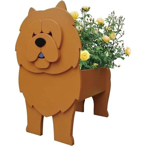 Pflanztöpfe niedlicher Garten-Hunde-Blumenkasten Pflanzgefäß für drinnen und draußen für Gartenblumen Kakteen Luftpflanzen Farbe Gelb Größe 43 25 16,9 (1/5)