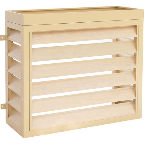 [JAMAIS UTILISÉ] Habillage pour climatiseur/échangeur thermique HHG-577 avec jardinière, cache, métal 80 x 97 x 38 cm, aspect chêne (1/5)