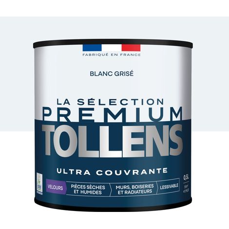 Tollens - Peinture intérieure couleurs - La Sélection Premium Velours - Ultra Couvrante - Blanc Grisé 0,5 L - 6m²