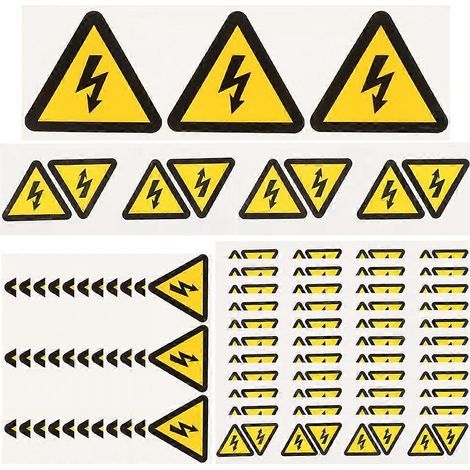 Lot de 24 autocollants d'avertissement adhésifs : danger de chocs électriques-5.00X5.00X0.10CM-Yellow (1/3)