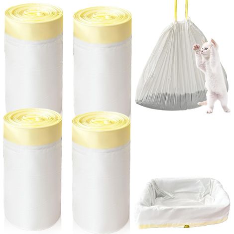 Lot de 40 Sacs à litière, XXL 104x45 cm, Polyéthylène résistant, Cordon de serrage, Pour chat (1/5)