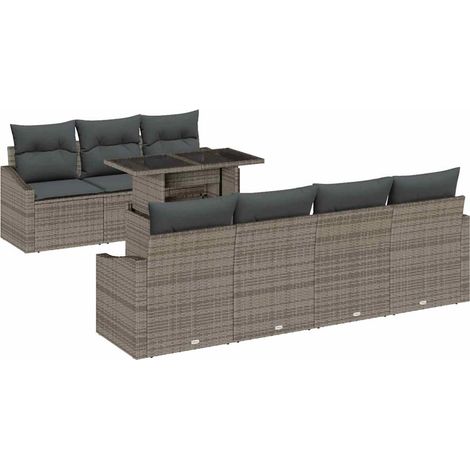 Garden Sofa Set with Storage 8 pcs Grey Poly rattan vidaXL (1/5)