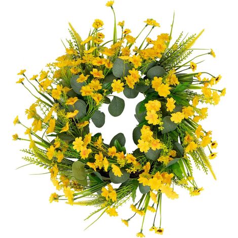Couronne de printemps unique - Couronne de fleurs artisanales - Réunion de famille - Décorations de porte - Décoration extérieure (1/4)