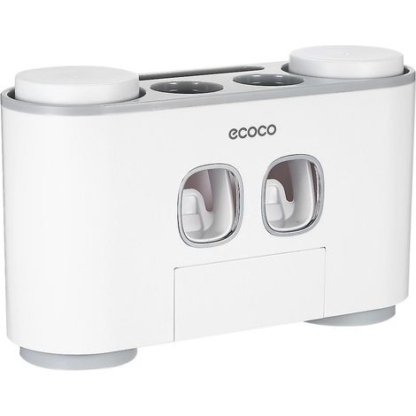 ecoco Wand-Zahnbürstenhalter mit 2 Zahnpastaspendern, 4 Bechern und 5 Zahnbürstenfächern
