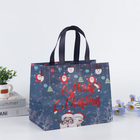 Sac Cadeau De Noël - Tissu Non Tissé Enduit - Pliable Et Réutilisable - 32 5 X 25 X 17 Cm - Lot De 5 (1/5)