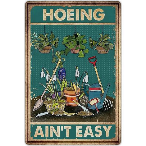 Plaque de Jardin Drôle Décoration Extérieure - Cadeau d'Jardinage Humoristique pour les Femmes Passionnées, 30 x 20 cm (1/5)