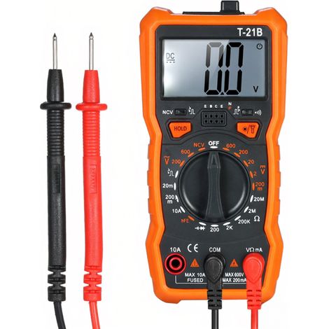 Multimètre miniature 1999 pts NCV – AC/DC, résistance, diode, hFE, LCD rétro, magnétique, LED. (1/5)