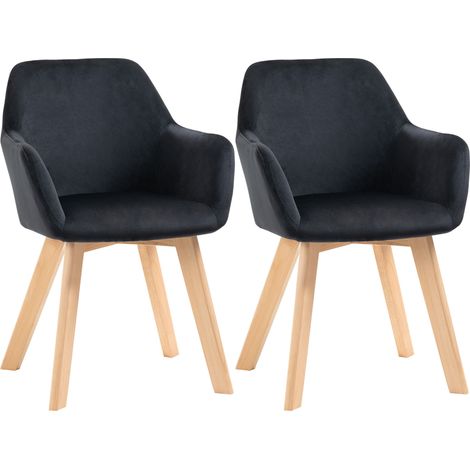 Sillas de comedor 2 unidades con reposabrazos ergonómicos, negras, 54 x 57 x 80 cm (1/5)