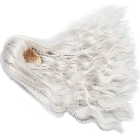Perruque de Poupée Articulée, Bouclée, Résistante à la Chaleur, Réglable pour Habiller la Poupée, Adaptée aux Poupées 1/6 de 6,1 à,69 Pouces, Douce au Toucher (Gris argenté) (1/5)
