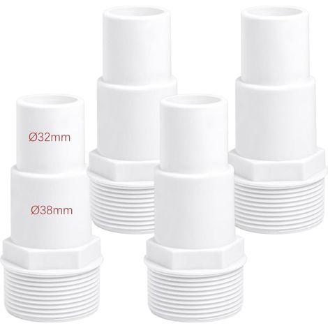 Lot de 4 raccords tuyau pour piscine - Diamètre : 32/38 mm Blanc 4p (1/4)