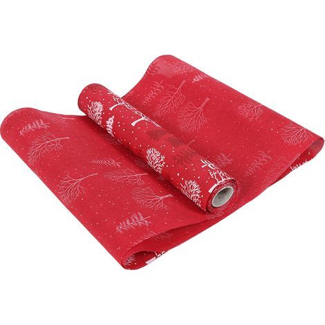 Set de table en polyester imprimé pour Noël, décoration de fête et banquet à domicile, motif arbre de Noël rouge (1/5)