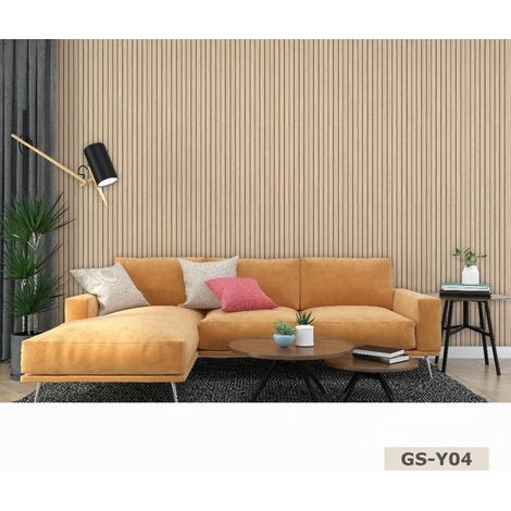TRADE SHOP - Rotolo Pannello Murale Adesivo 60x300cm Effetto Legno Chiaro Doghe Scanalate Pareti Gs-y04 - (1/4)
