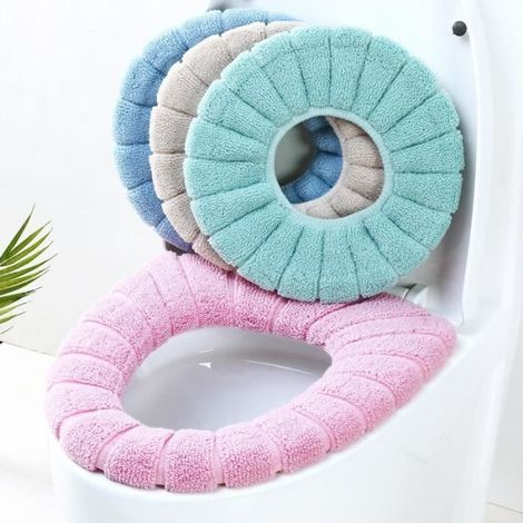 Coussin Abattant WC - Universel - Peluches Douces - Blanc - Accessoires de Salle de Bain (1/4)