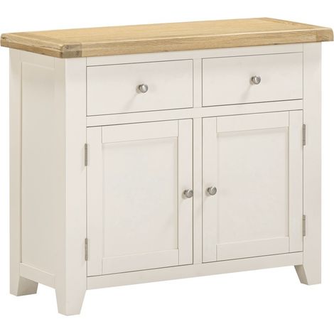 Windsor 2 Door 2 Drawer Sideboard - L40 x W97 x H81.5 cm - Ivory/Oak