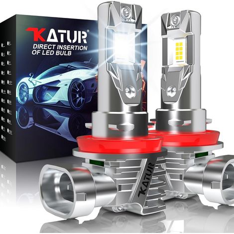 H11 LED Bulb, 16000LM H11 Car Headlights, 6000K White 500% Bright H9 H8 LED Car Error Canbus, Plug and Play 1:1 Replaces Halogen and Xenon Lamps, 2 Pieces (1/5)