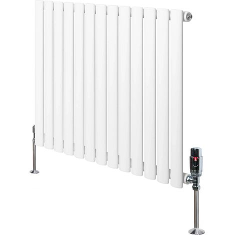 Oval Single Column Radiator & Valves – 600mm x 780mm – White (1/5)