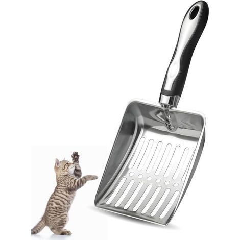 Katzenstreuschaufel aus Edelstahl, feines Netzgewebe, ideal zum Reinigen von Katzentoiletten. (1/5)