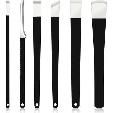 Ensemble de 6 outils de pédicure noirs, équipé d'une petite boîte de rangement, d'outils de nettoyage des ongles en acier inoxydable, d'un couteau de pédicure pour les cors et les peaux mortes (1/5)