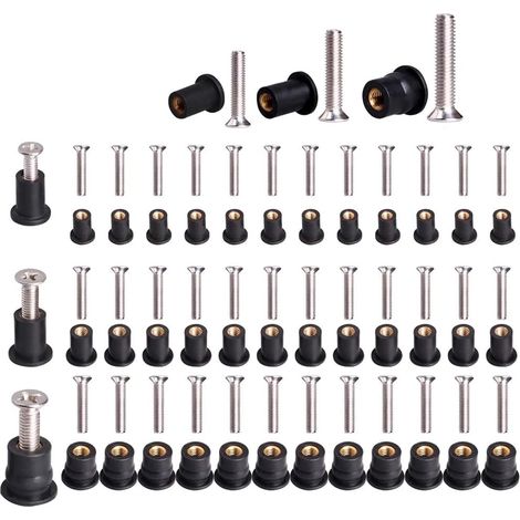 Pack of 36 pairs of M5/M6 rubber well nuts with stainless steel screws for brass and copper kayaks (1/5)