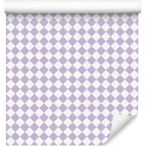 Papier peint à motifs géométriques losanges, blanc et lavande, pour salon et chambre, 50 x 1000 cm (1/5)