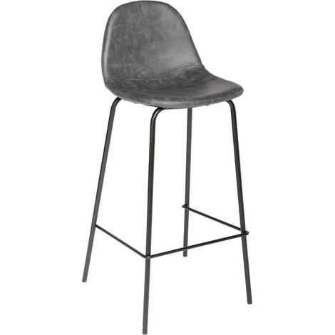 Set di 2 sedie da bar in pelle grigia Vladi - Atmosphera créateur d'intérieur (1/4)
