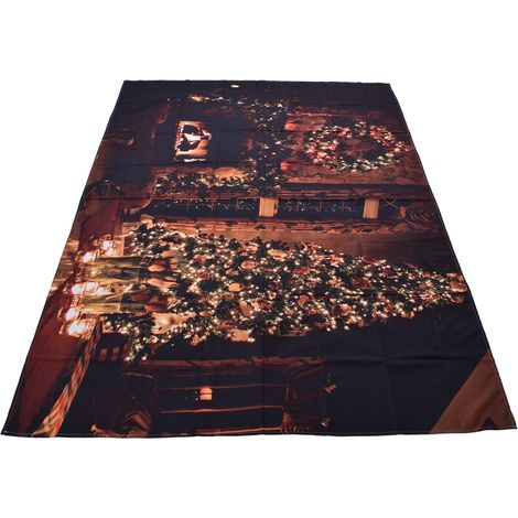 Tapisserie de Noël avec sapin et cheminée, décoration murale pour foyer, Nouvel An, cadeau familial, 200x150 cm (1/5)