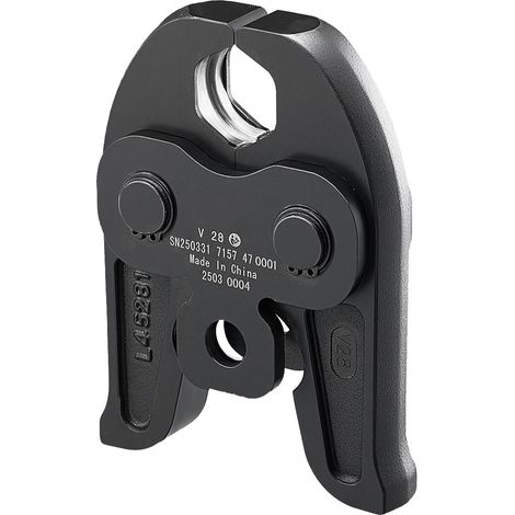 Mâchoire de pressage V28, 28mm pour tubes inox type V, acier cémenté haute résistance, compatible outils de sertissage standard 32NK. (1/5)