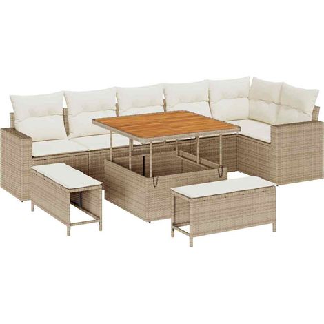 Maison Exclusive - Gartensofa-set 9 pcs Beige Poly-Rattan