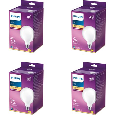 Philips Pack avantagé E27 Ampoule Globe 75W Dépolie Non dimmable Lumière blanche chaude - 4 pièces (1/5)