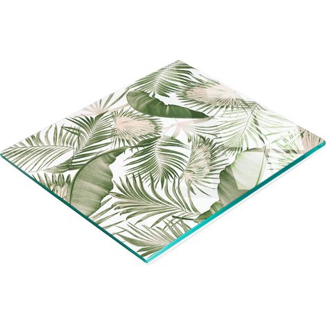 Planche à découper décorative multifonctionnelle en verre, motif feuilles de palmier, 60 x 52 cm (1/5)