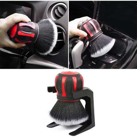 Brosse de Nettoyage de Voiture Ultra Douce avec Support de Rangement, Outil synthétique XL, Couvre Une Grande Surface à l'intérieur ou à l'extérieur des véhicules, Universelle, Rouge (1/5)