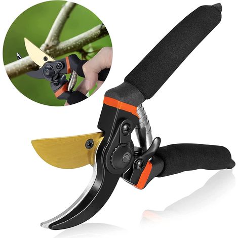 Sécateur jardin coupe bypass acier japonais bois sec jusqu'à 20 mm rouge