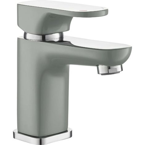 Robinet salle de bain mitigeur de lavabo bas chromé gris anticalcaire économie d'eau et vidage (1/2)