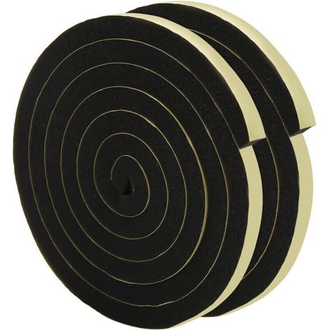 Joint Porte de Mousse Adhésive,2 Rouleaux de 10mm x12mm x2m Joint Mousse Adhésif, Bande Mousse Autocollante, Caoutchouc Mousse Autocollant pour Porte Fenêtre