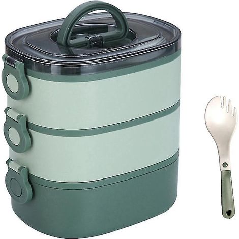 Boîte à bento empilable à trois compartiments, étanche et portable (1/5)